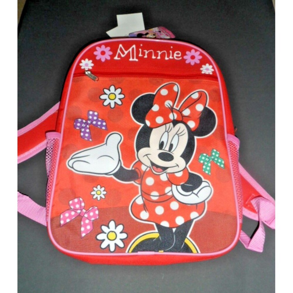 Disney Minnie Mouse Backpack  NWT Red Pink Child Size 12"